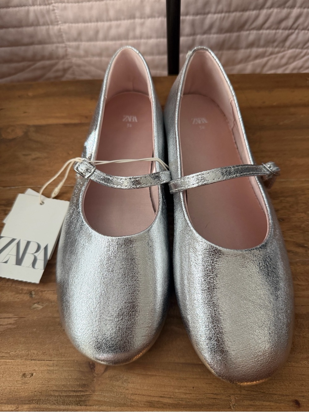 ZARA Kids Silver Mary Jane Shoes